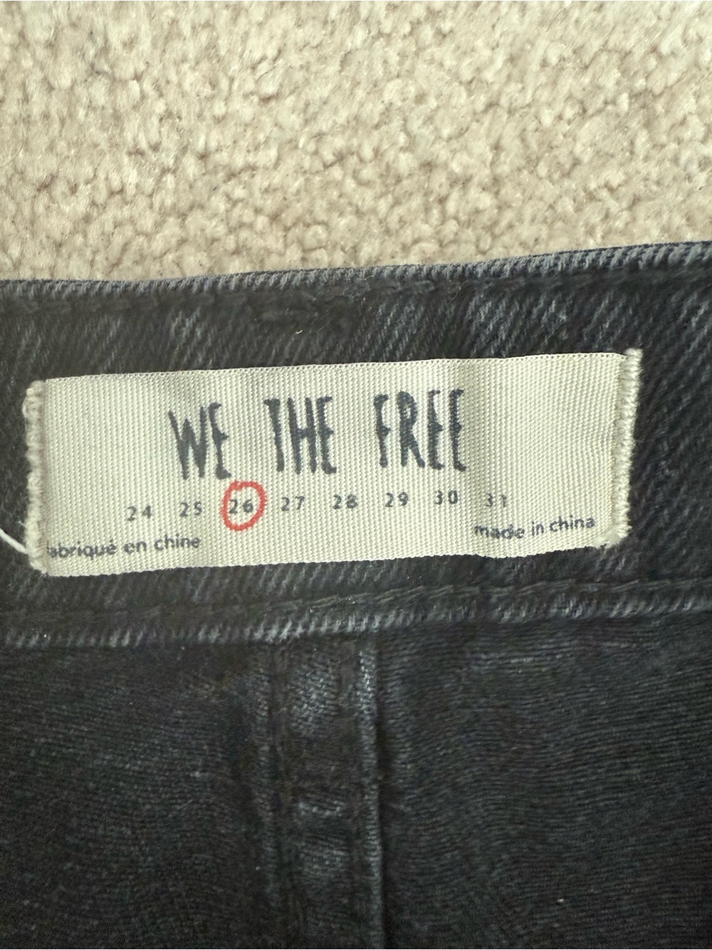 Free people Black Denim Zip-Front Mini Skirt- size 26 - Picture 3 of 3